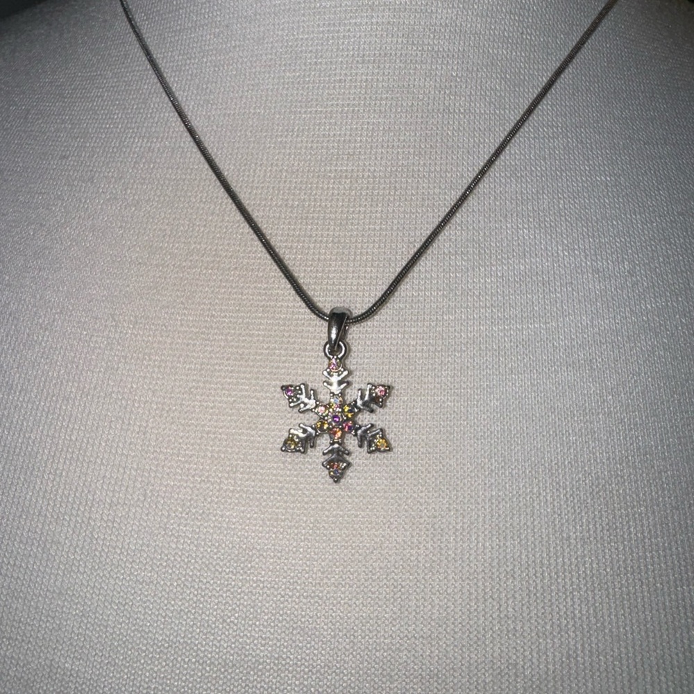 Christmas Snowflake Silver Crystal Pendant